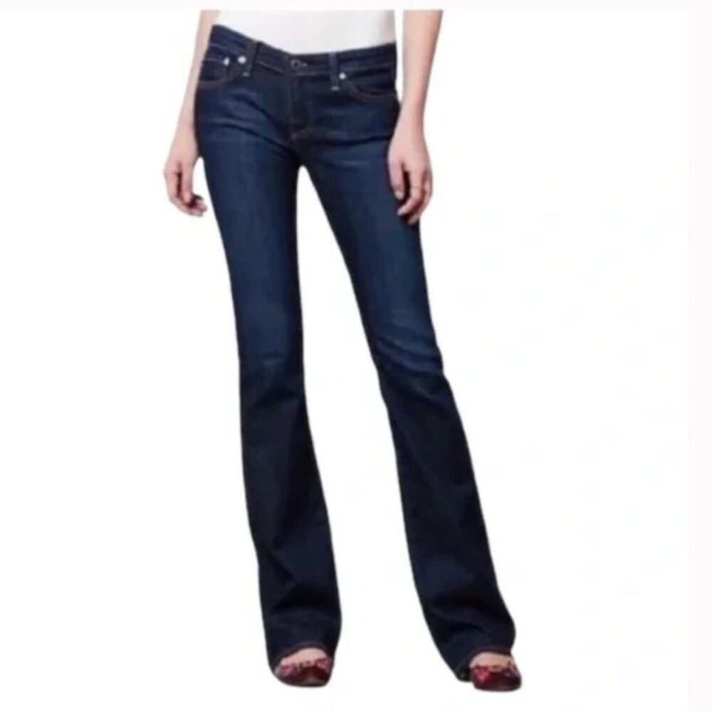 AG Adriano Goldschmied Angel Boot Cut Jeans Whiskering Jean Wide Flare Dark 28 R